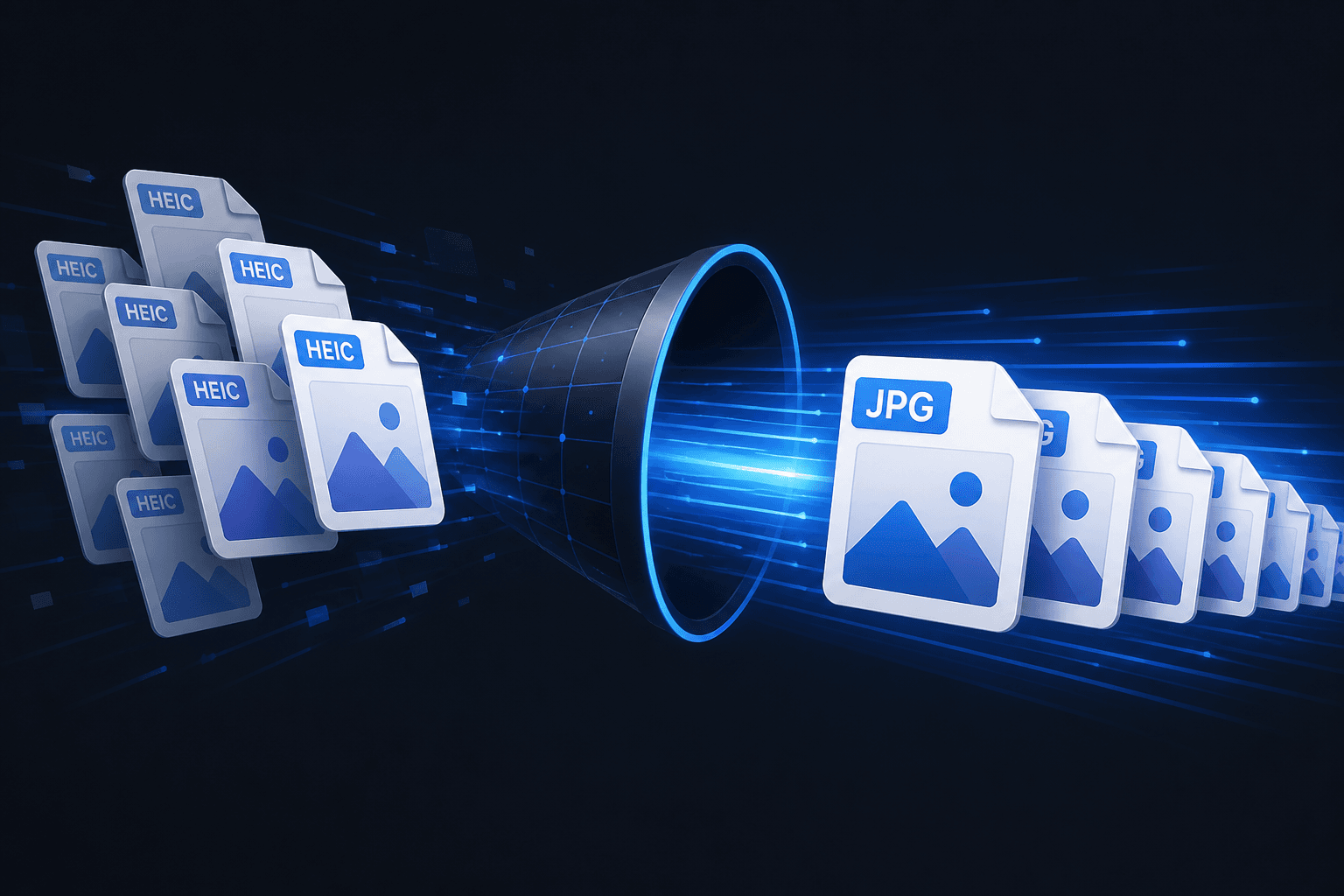 HEIC photo tiles converting quickly into JPG files